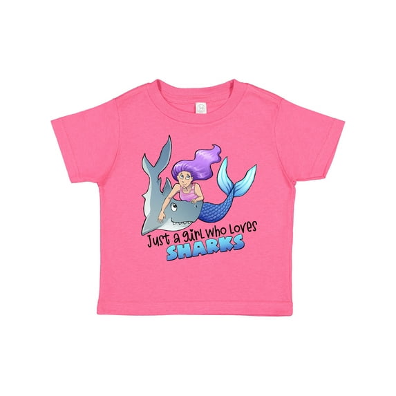 Inktastic Just a Girl Who Loves Sharks Mermaid Girls Toddler T-Shirt