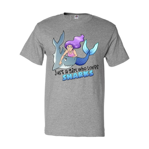 Inktastic Just a Girl Who Loves Sharks- Mermaid T-Shirt