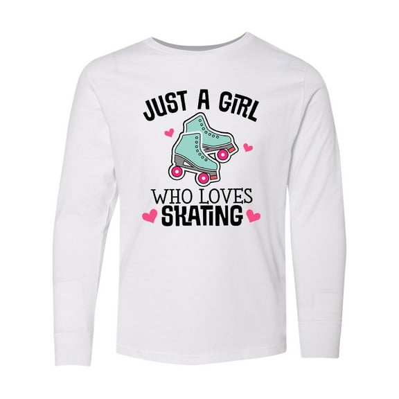 Inktastic Just a Girl Who Loves Skating Long Sleeve Youth T-Shirt