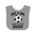 thumbnail image 1 of Inktastic Just a Girl Who Loves Soccer Girls Baby Bib, 1 of 4