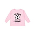 thumbnail image 1 of Inktastic Just a Girl Who Loves Soccer Girls Long Sleeve Toddler T-Shirt, 1 of 5