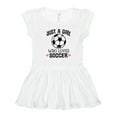 thumbnail image 1 of Inktastic Just a Girl Who Loves Soccer Girls Toddler Dress, 1 of 5