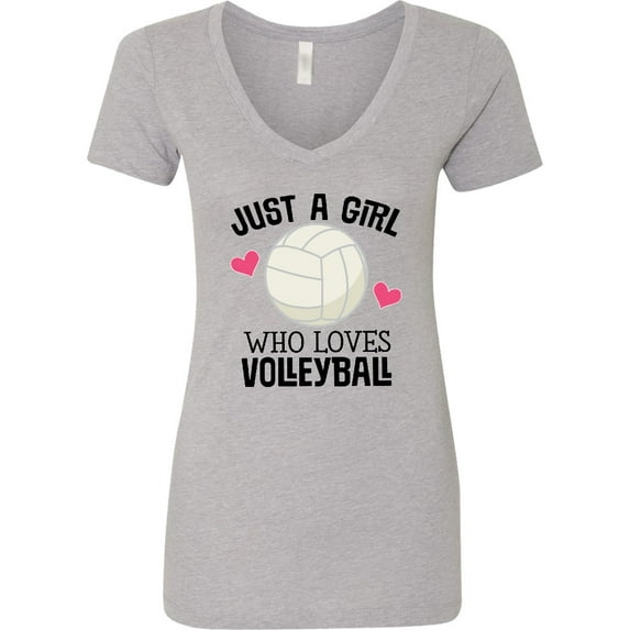 Inktastic Just a Girl Who Loves Volleyball Women's V-Neck T-Shirt