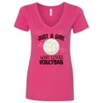 thumbnail image 1 of Inktastic Just a Girl Who Loves Volleyball Women's V-Neck T-Shirt, 1 of 5