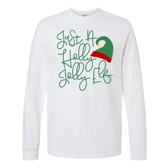 Inktastic Just a Holly Jolly Elf Long Sleeve T-Shirt