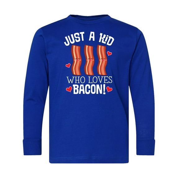 Inktastic Just a Kid Who Loves Bacon Long Sleeve Youth T-Shirt