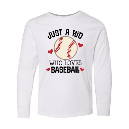 Inktastic Just a Kid Who Loves Baseball Long Sleeve Youth T-Shirt