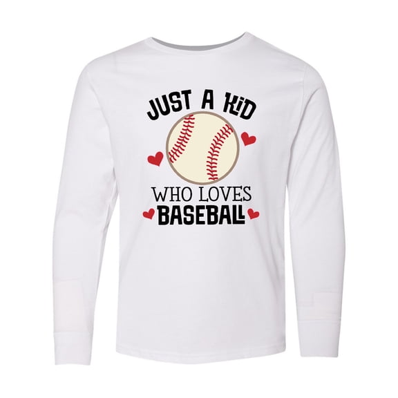 Inktastic Just a Kid Who Loves Baseball Long Sleeve Youth T-Shirt