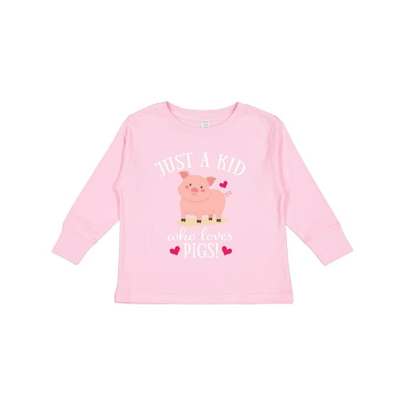 Inktastic Just a Kid Who Loves Pigs Boys or Girls Long Sleeve Toddler T-Shirt