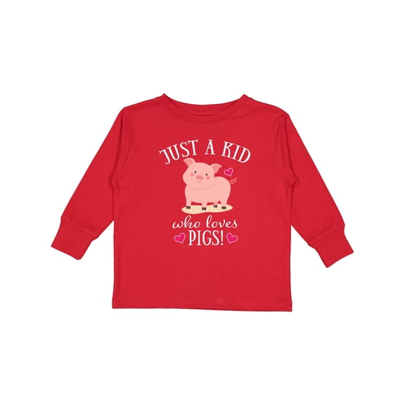 Inktastic Just a Kid Who Loves Pigs Boys or Girls Long Sleeve Toddler T-Shirt