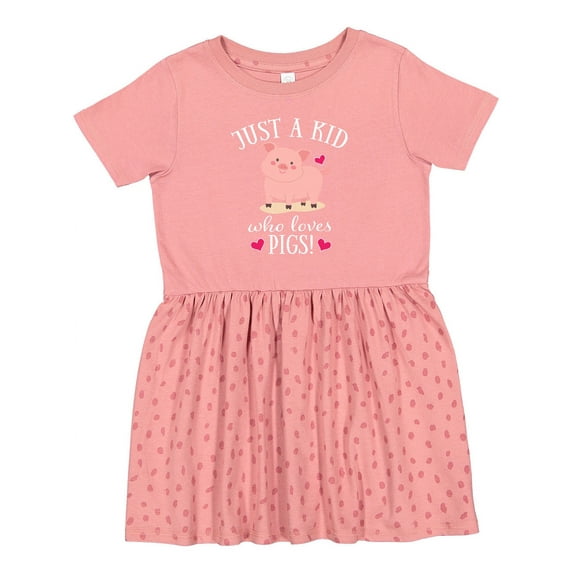 Inktastic Just a Kid Who Loves Pigs Girls Toddler Dress