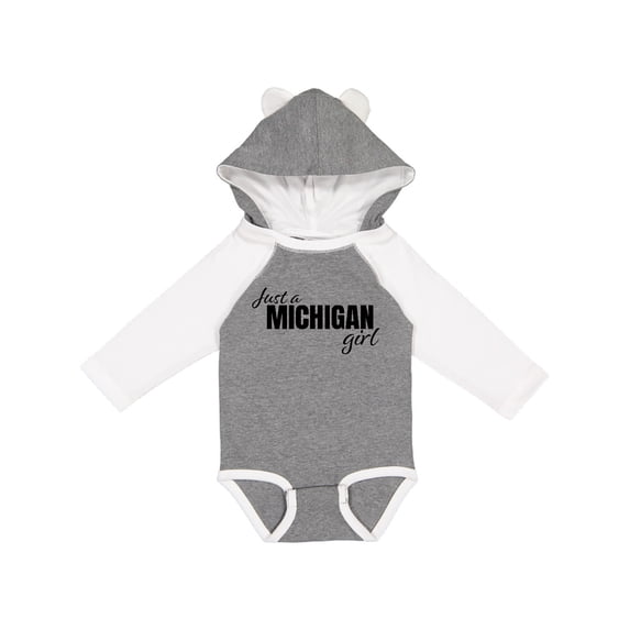 Inktastic Just a Michigan Born and Raised Girls Long Sleeve Baby Bodysuit