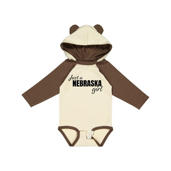 Inktastic Just a Nebraska Girl Born and Raised Girls Long Sleeve Baby Bodysuit
