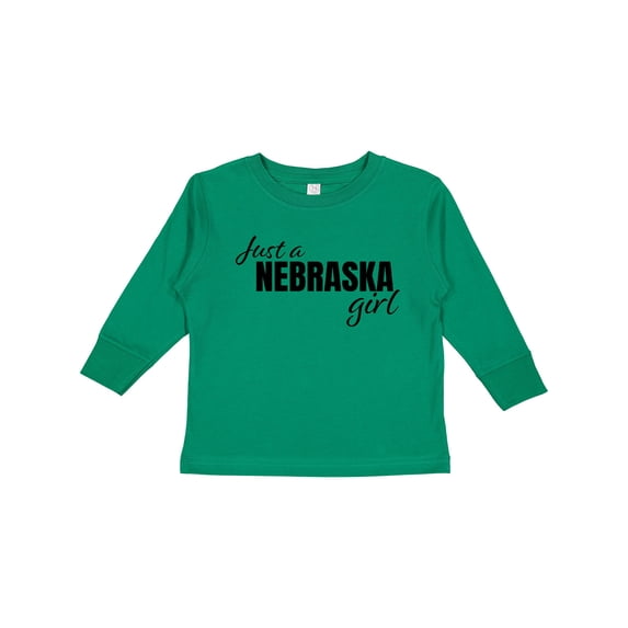 Inktastic Just a Nebraska Girl Born and Raised Girls Long Sleeve Toddler T-Shirt