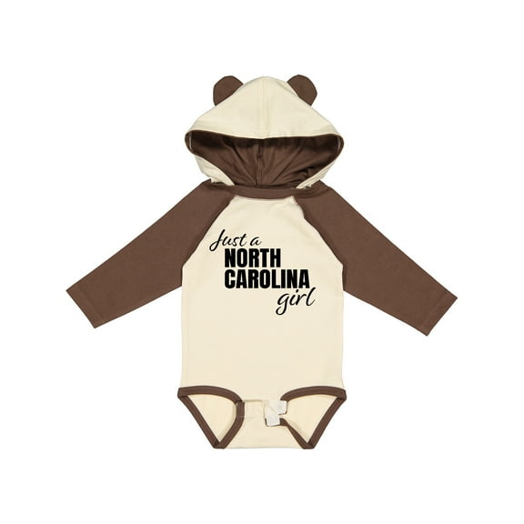 Inktastic Just a North Carolina Girl Born and Raised Girls Long Sleeve Baby Bodysuit