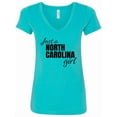 thumbnail image 1 of Inktastic Just a North Carolina Girl Born and Raised Women's V-Neck T-Shirt, 1 of 5