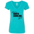 thumbnail image 1 of Inktastic Just a North Carolina Girl Born and Raised Women's V-Neck T-Shirt, 1 of 5