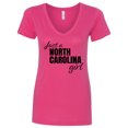 thumbnail image 1 of Inktastic Just a North Carolina Girl Born and Raised Women's V-Neck T-Shirt, 1 of 5