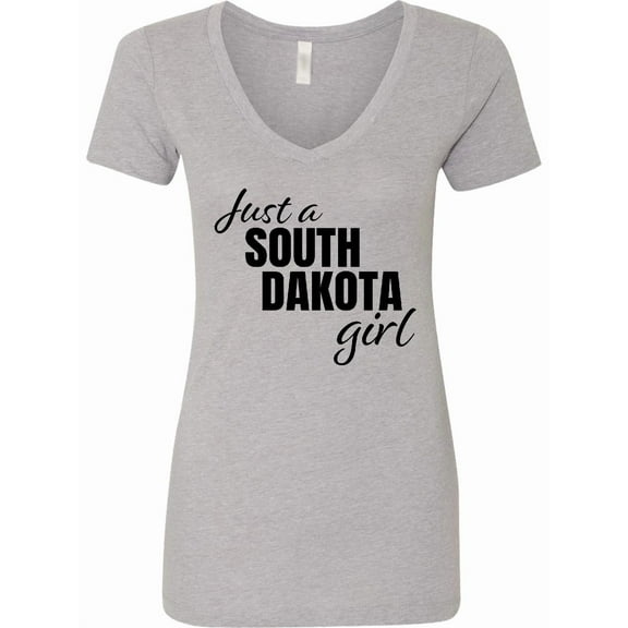 Inktastic Just a South Dakota Girl Born and Raised Women's V-Neck T-Shirt