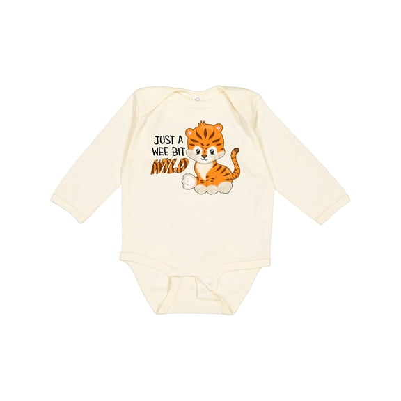 Inktastic Just a Wee Bit Wild Cute Tiger Cub Boys or Girls Long Sleeve Baby Bodysuit