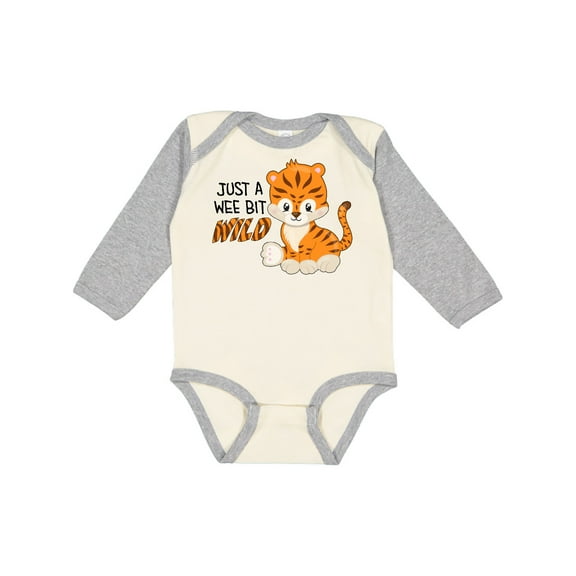 Inktastic Just a Wee Bit Wild Cute Tiger Cub Boys or Girls Long Sleeve Baby Bodysuit