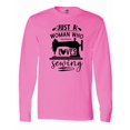 thumbnail image 1 of Inktastic Just a Woman Who Loves Sewing Long Sleeve T-Shirt, 1 of 5