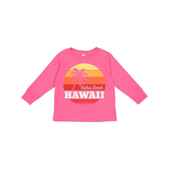 Inktastic Kailua Beach Hawaii Retro Sunset Boys or Girls Long Sleeve Toddler T-Shirt