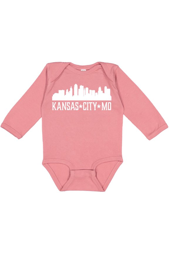 Kansas City Missouri Skyline MO Cities Boys or Girls Long Sleeve Baby Bodysuit