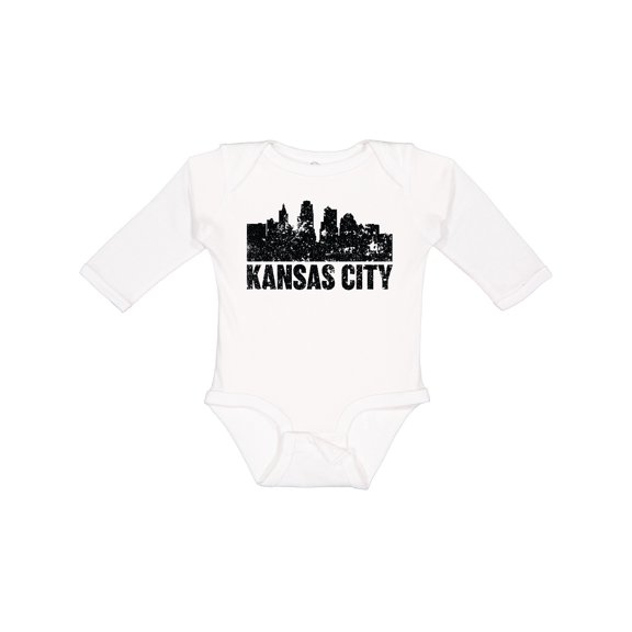 Inktastic Kansas City Skyline Grunge Boys or Girls Long Sleeve Baby Bodysuit