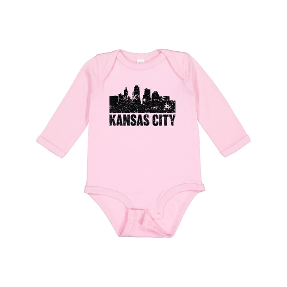 Inktastic Kansas City Skyline Grunge Boys or Girls Long Sleeve Baby Bodysuit