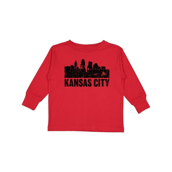 Inktastic Kansas City Skyline Grunge Boys or Girls Long Sleeve Toddler T-Shirt