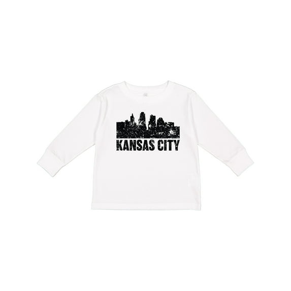 Inktastic Kansas City Skyline Grunge Boys or Girls Long Sleeve Toddler T-Shirt