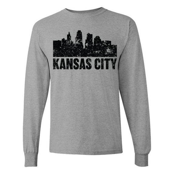 Inktastic Kansas City Skyline Grunge Long Sleeve T-Shirt