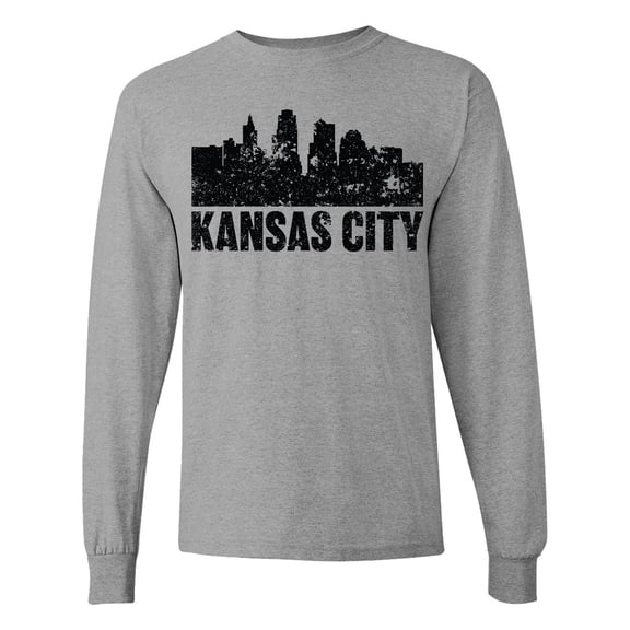 Inktastic Kansas City Skyline Grunge Long Sleeve T-Shirt