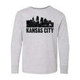 thumbnail image 1 of Inktastic Kansas City Skyline Grunge Long Sleeve Youth T-Shirt, 1 of 5