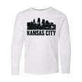 thumbnail image 1 of Inktastic Kansas City Skyline Grunge Long Sleeve Youth T-Shirt, 1 of 5