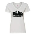 thumbnail image 1 of Inktastic Kansas City Skyline Grunge Women's V-Neck T-Shirt, 1 of 5