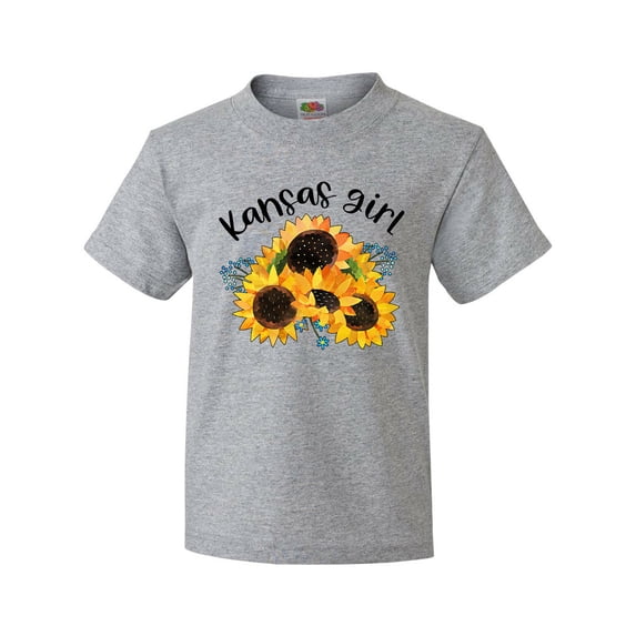 Inktastic Kansas Girl with Sunflowers Youth T-Shirt