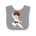 thumbnail image 1 of Inktastic Karate Boy, Cute Boy, Black Belt, Brown Hair Boys Baby Bib, 1 of 4