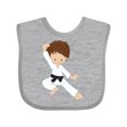 thumbnail image 1 of Inktastic Karate Boy, Cute Boy, Black Belt, Brown Hair Boys Baby Bib, 1 of 4