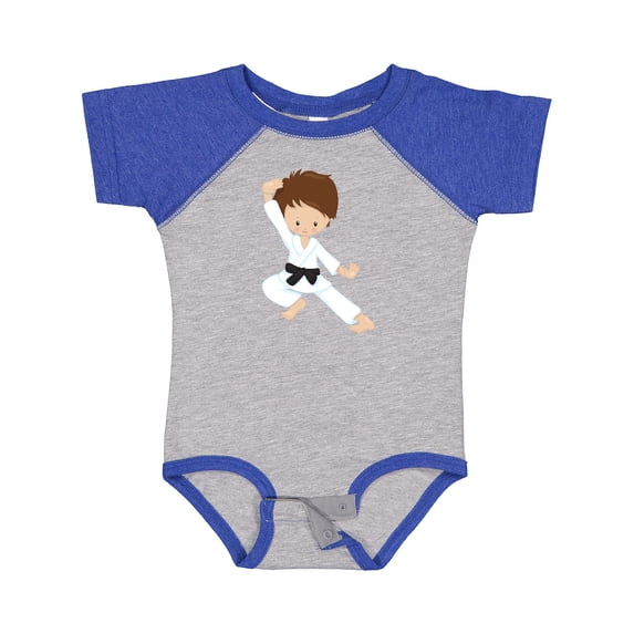 Inktastic Karate Boy, Cute Boy, Black Belt, Brown Hair Boys Baby Bodysuit