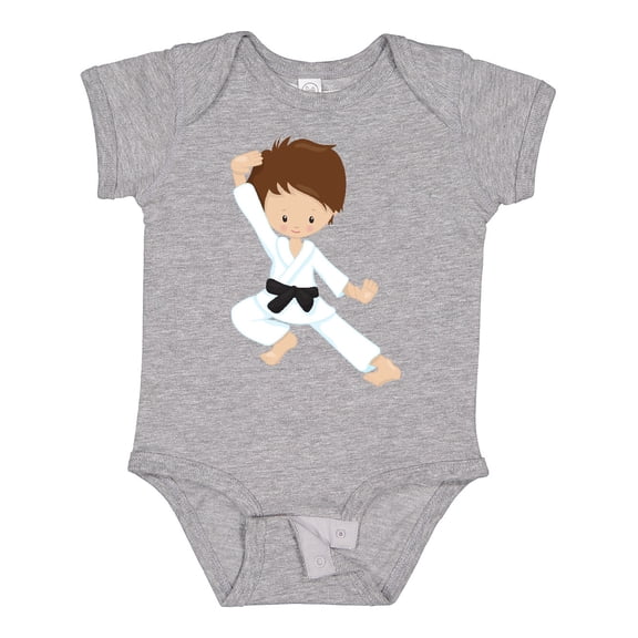 Inktastic Karate Boy, Cute Boy, Black Belt, Brown Hair Boys Baby Bodysuit