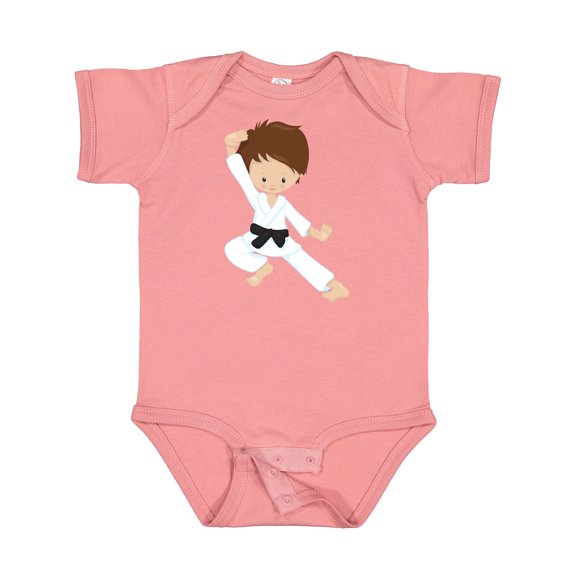Inktastic Karate Boy, Cute Boy, Black Belt, Brown Hair Boys Baby Bodysuit