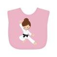 thumbnail image 1 of Inktastic Karate Girl, Cute Girl, Black Belt, Brown Hair Girls Baby Bib, 1 of 4