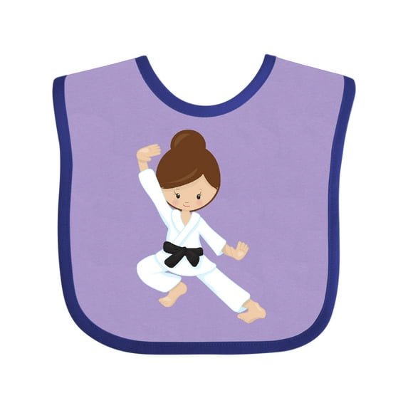 Inktastic Karate Girl, Cute Girl, Black Belt, Brown Hair Girls Baby Bib