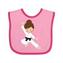 Inktastic Karate Girl, Cute Girl, Black Belt, Brown Hair Girls Baby Bib