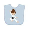 thumbnail image 1 of Inktastic Karate Girl, Cute Girl, Black Belt, Brown Hair Girls Baby Bib, 1 of 4