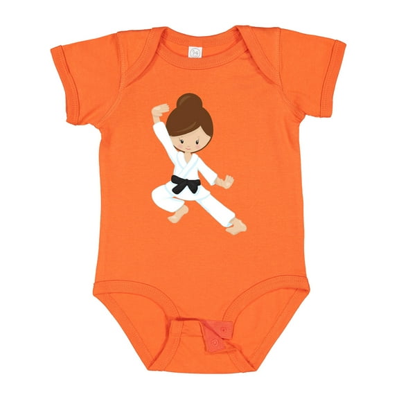 Inktastic Karate Girl, Cute Girl, Black Belt, Brown Hair Girls Baby Bodysuit