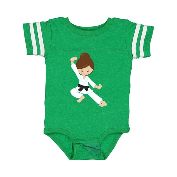 Inktastic Karate Girl, Cute Girl, Black Belt, Brown Hair Girls Baby Bodysuit