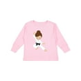 thumbnail image 1 of Inktastic Karate Girl, Cute Girl, Black Belt, Brown Hair Girls Long Sleeve Toddler T-Shirt, 1 of 5